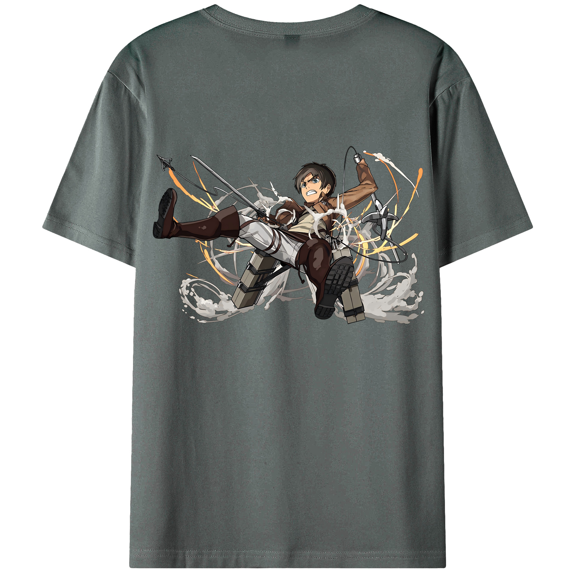 （画像用） 進撃の巨人 エレン･イェーガー Attack on Titan Eren Jäger 綿100％ メンズ半袖Tシャツ（バックプリント） 通気性